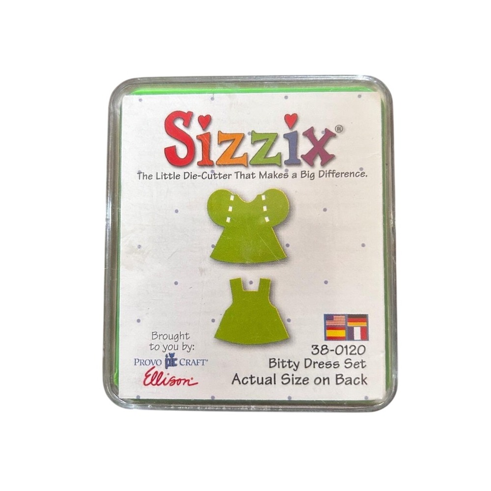 Sizzix Bitty Dress Set Die 38-0120 Steel Green NIP Vintage Original